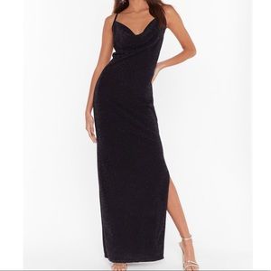 Nasty gal cowl neck glitter maxi dress